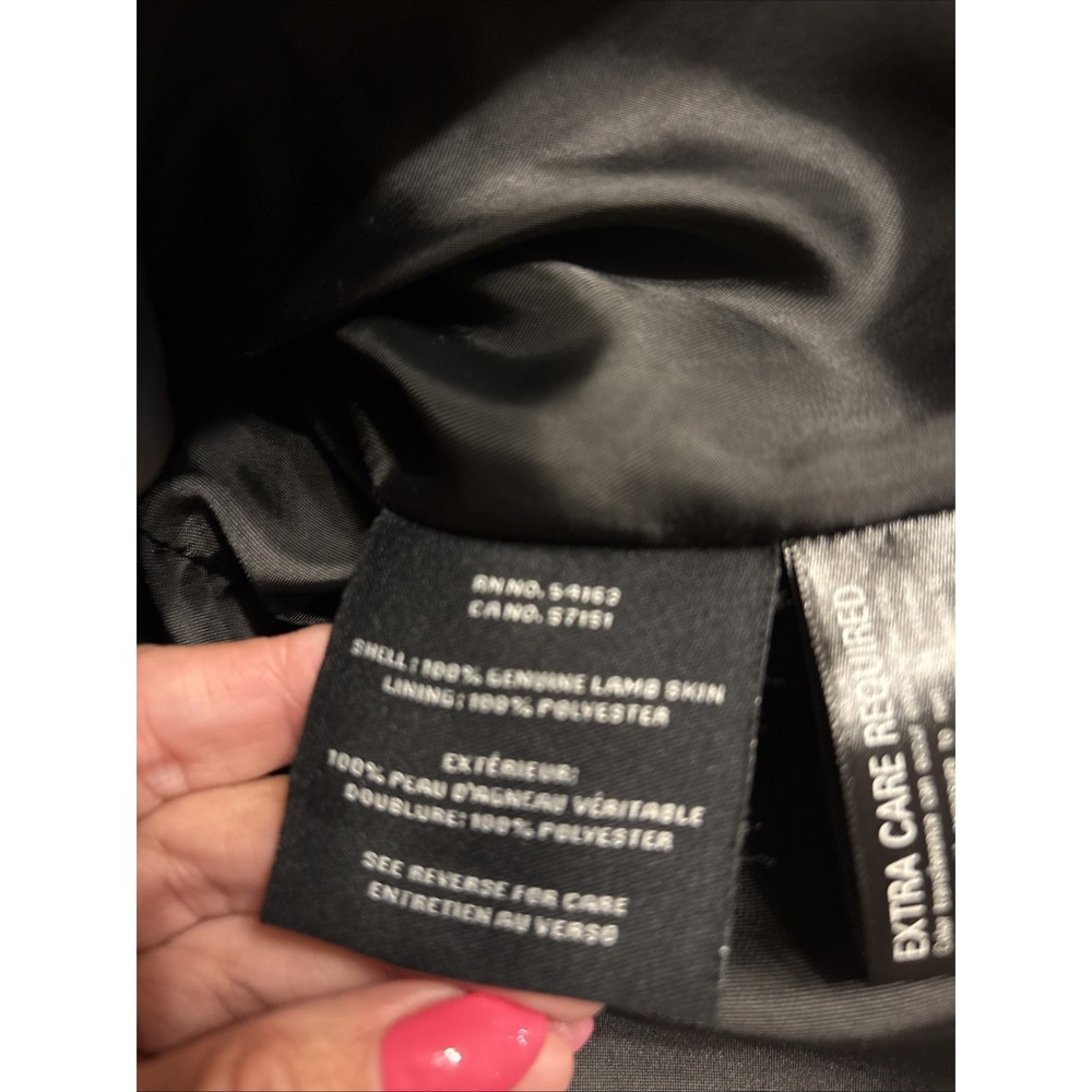 Cole Haan Women's Leather Wing Collar Zip Jacket Size 3X/3T Black Soft Lamb Skin - Picture 7 of 7